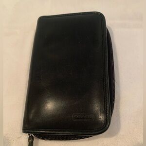 Leather Coach wallet with paper and pen holder zip up
